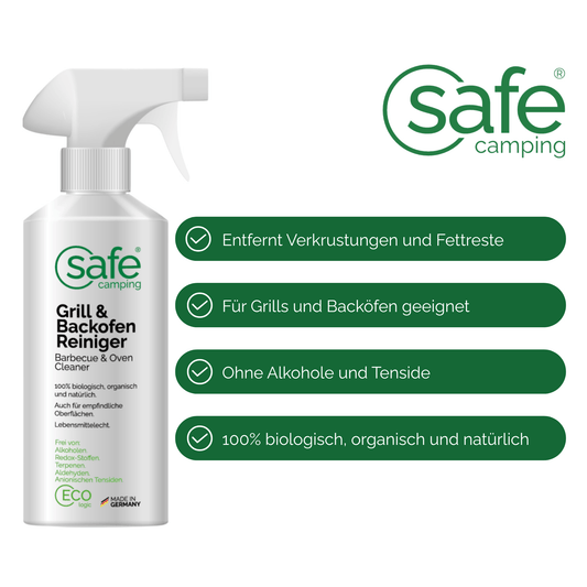 SAFE CAMPING Grill- & Backofen-Reiniger für biologische Reinigung von Grill und Backofen, 100% biologisch, organisch, natürlich.