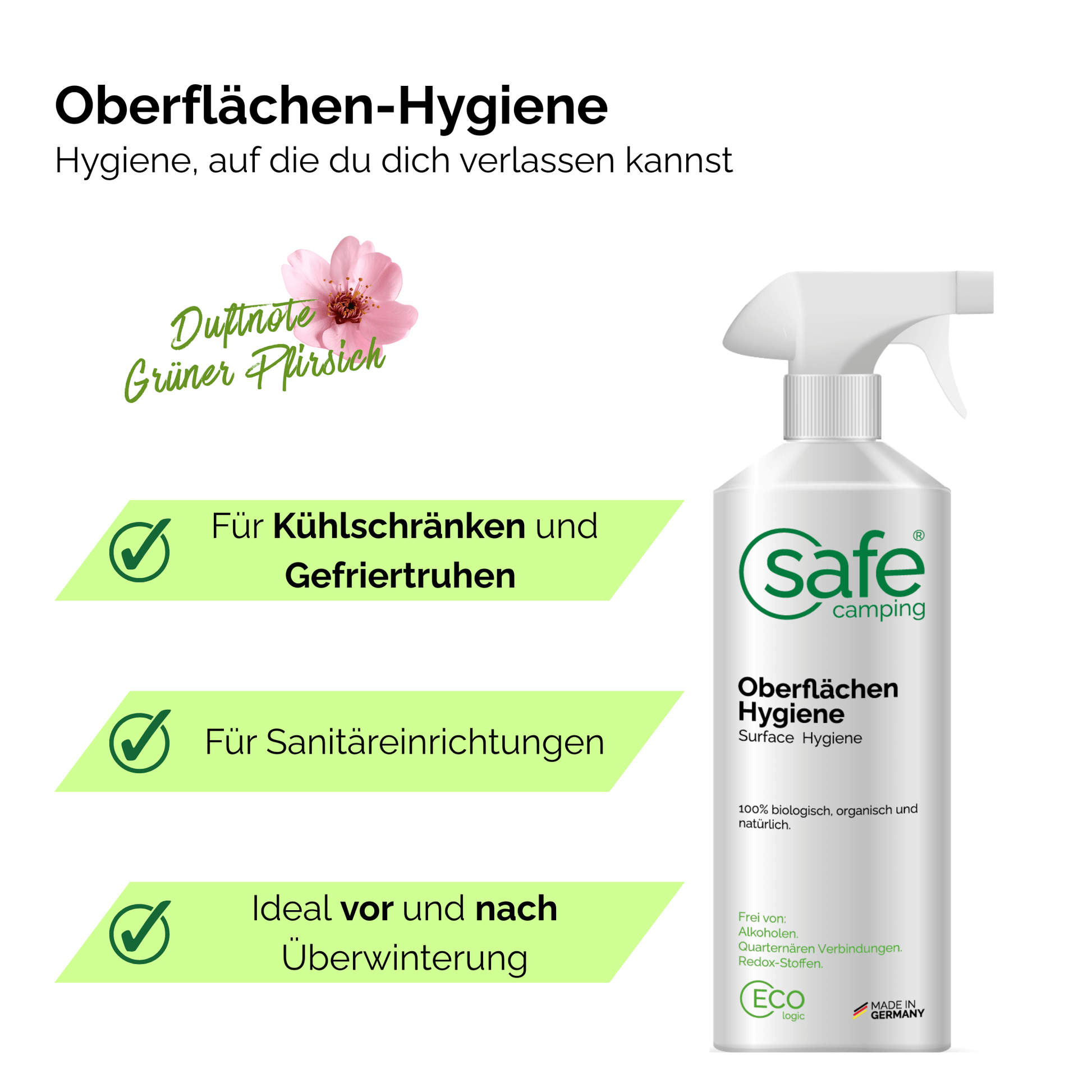 Oberflächenreiniger Wohnmobil Hygiene zur Reinigung von Kühlschränken, Gefriertruhen und sanitären Einrichtungen.