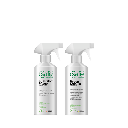 Pflege-Combo "Innenraum" bestehend aus Kunststoff Pflege und Boden Schaum für die Reinigung von Wohnwagen und Wohnmobile.