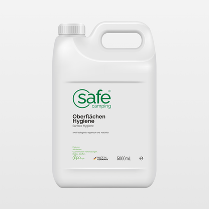 Oberflächenreiniger Wohnmobil Hygiene in einer 5000ml-Packung von Safe Camping für zuverlässige Hygiene.