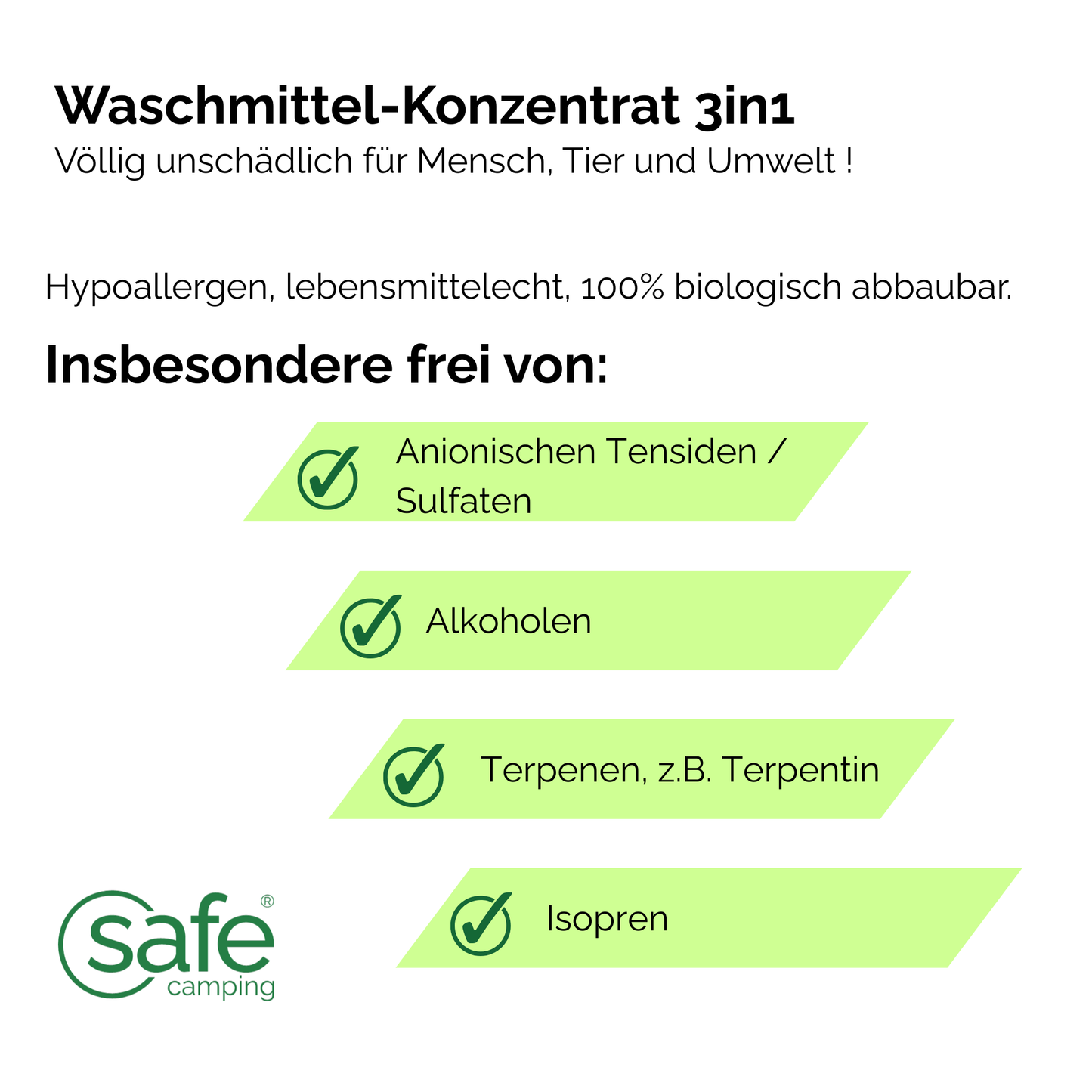 Waschmittel-Konzentrat 3in1 für Wohnmobil und Wohnwagen, hypoallergen, geeignet für alle Arten von Textilien.