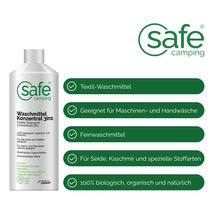 100% biologisch, organisch und natürlich. Reinigende und zugleich antimikrobielle Wirkung. Hypoallergen. Lebensmittelecht und schleimhautverträglich. Kinder-, säuglings- und tiersicher. Für alle Arten von Textilien geeignet.